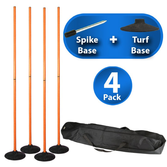 4x Orange Training Poles With Turf + Spike